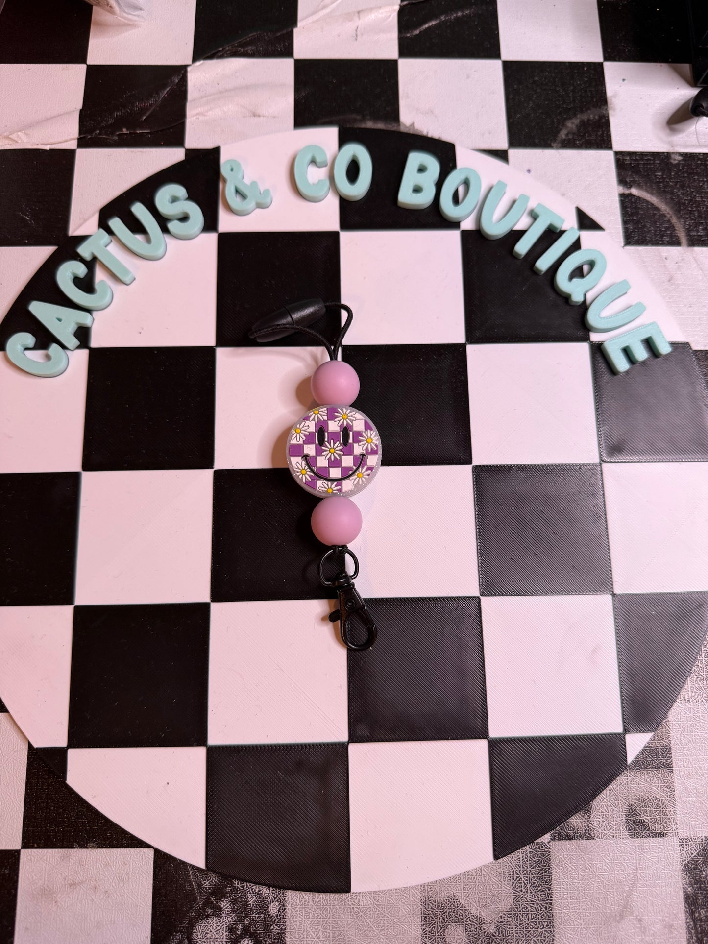 floral smiley freshie hanger