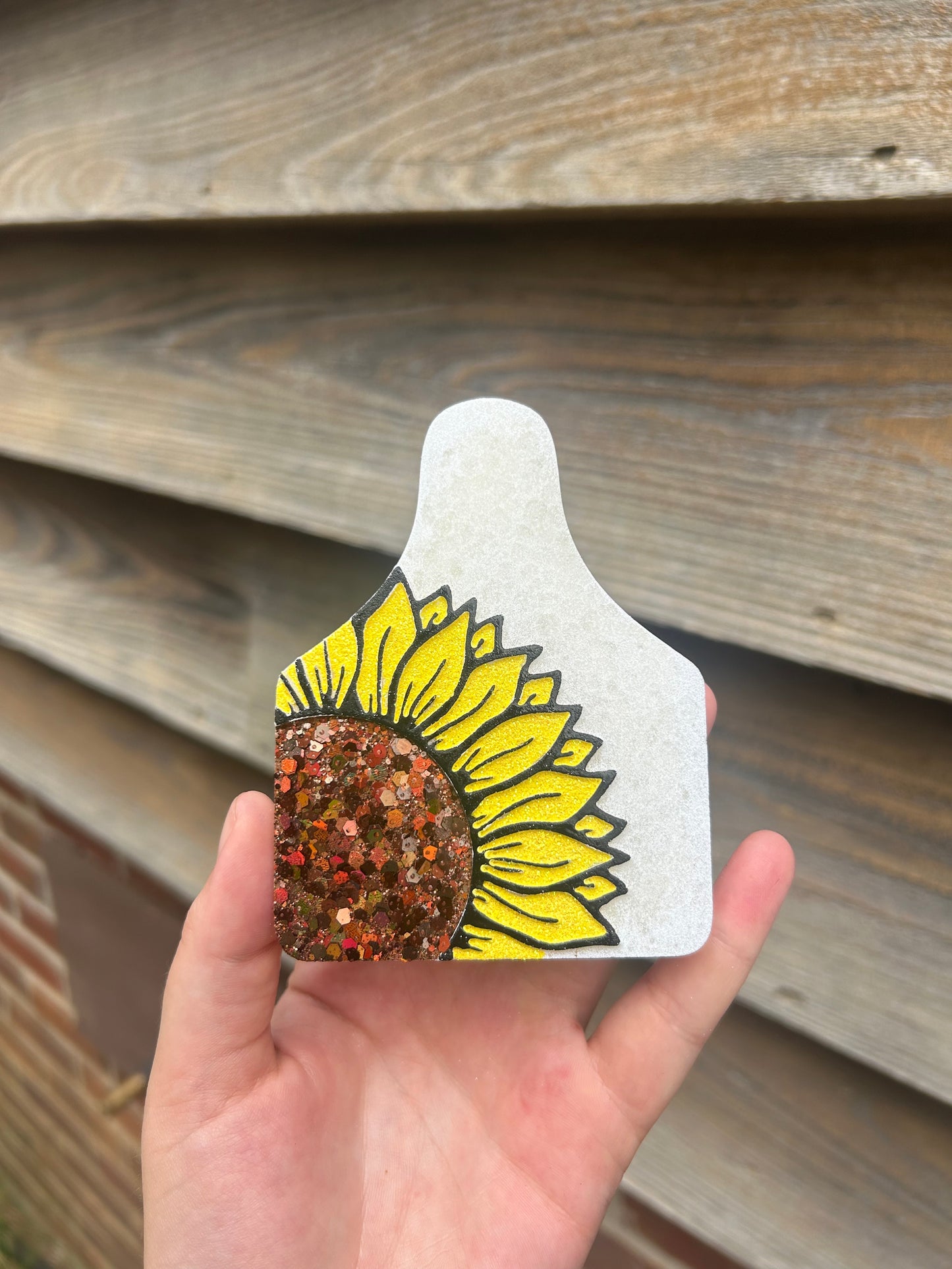 Sunflower cow tag freshie