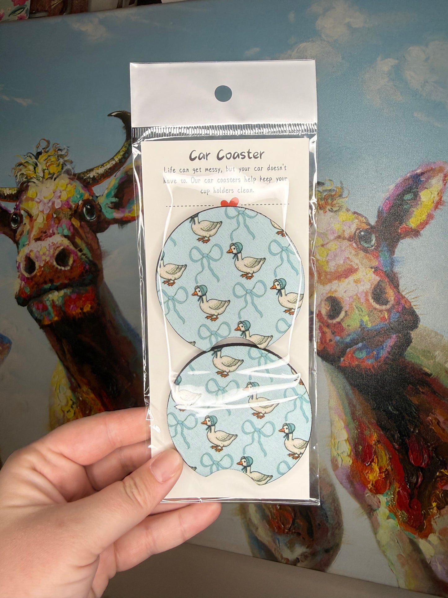 Goose and Bow Car Coasters