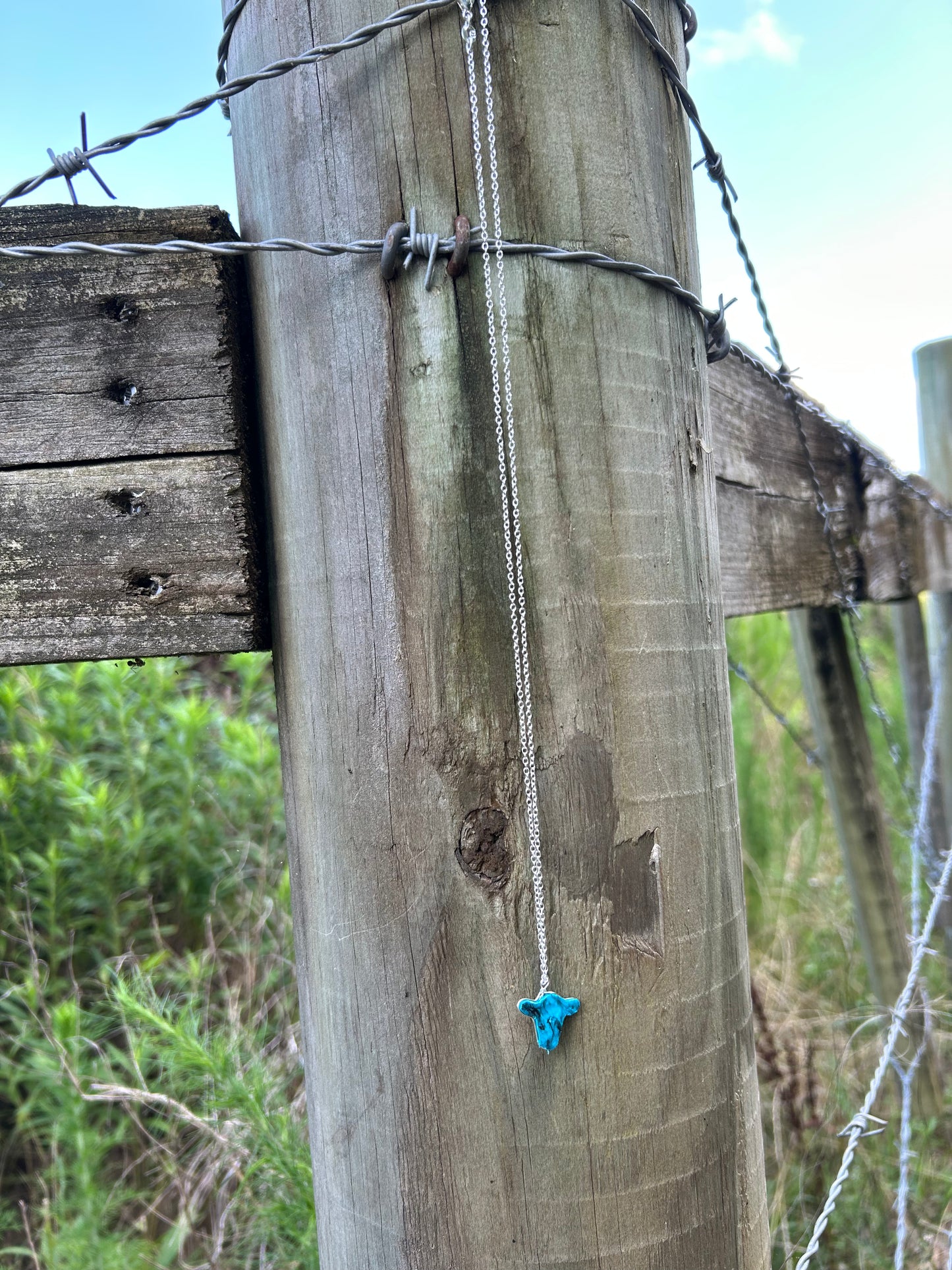 Turquoise cow necklace