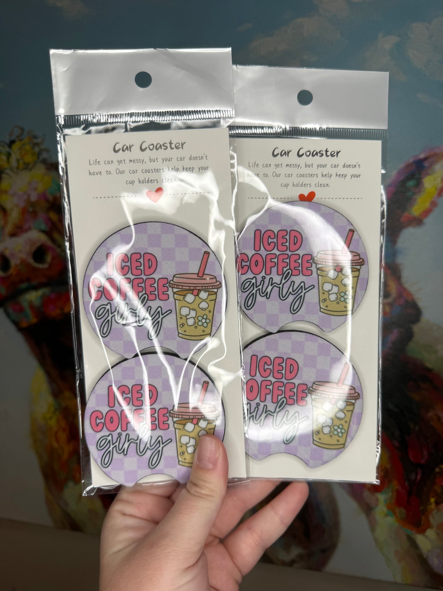 Iced Coffee Girly Car Coasters