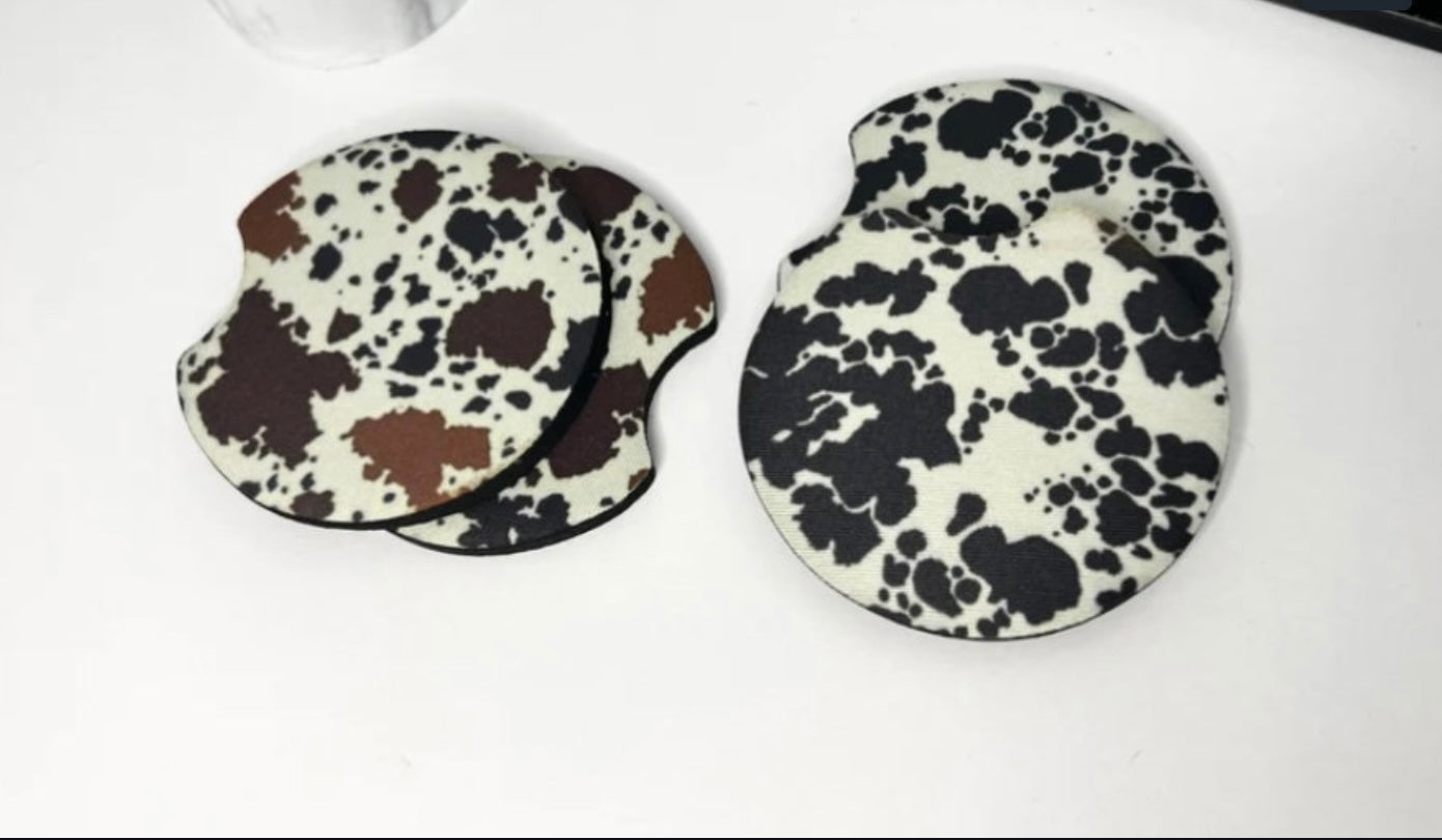 Cowprint car coasters