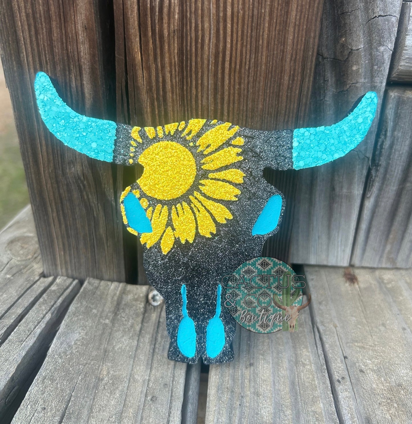 Sunflower Bull Skull Freshie
