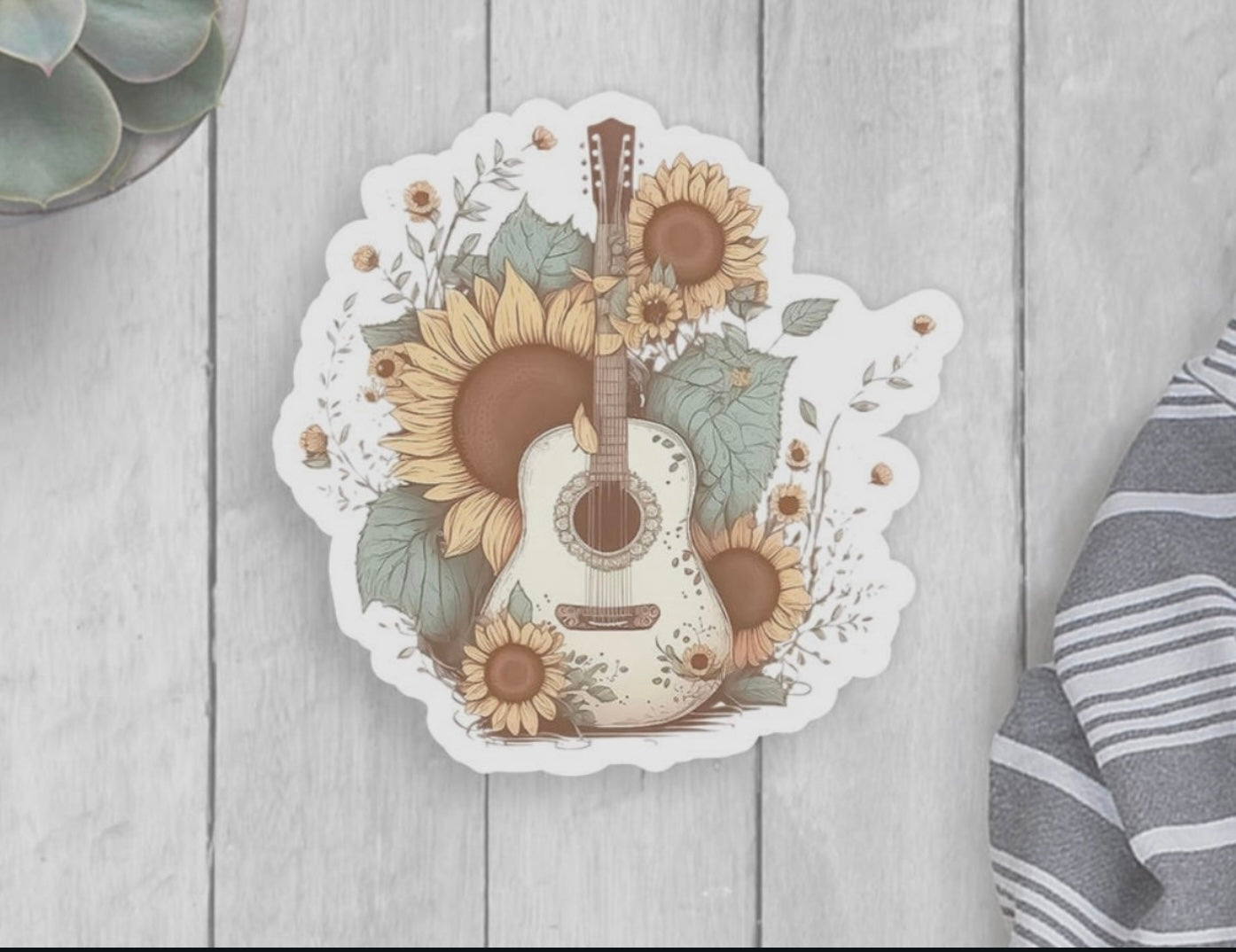 Sunflower Guitar Vinyl Sticker