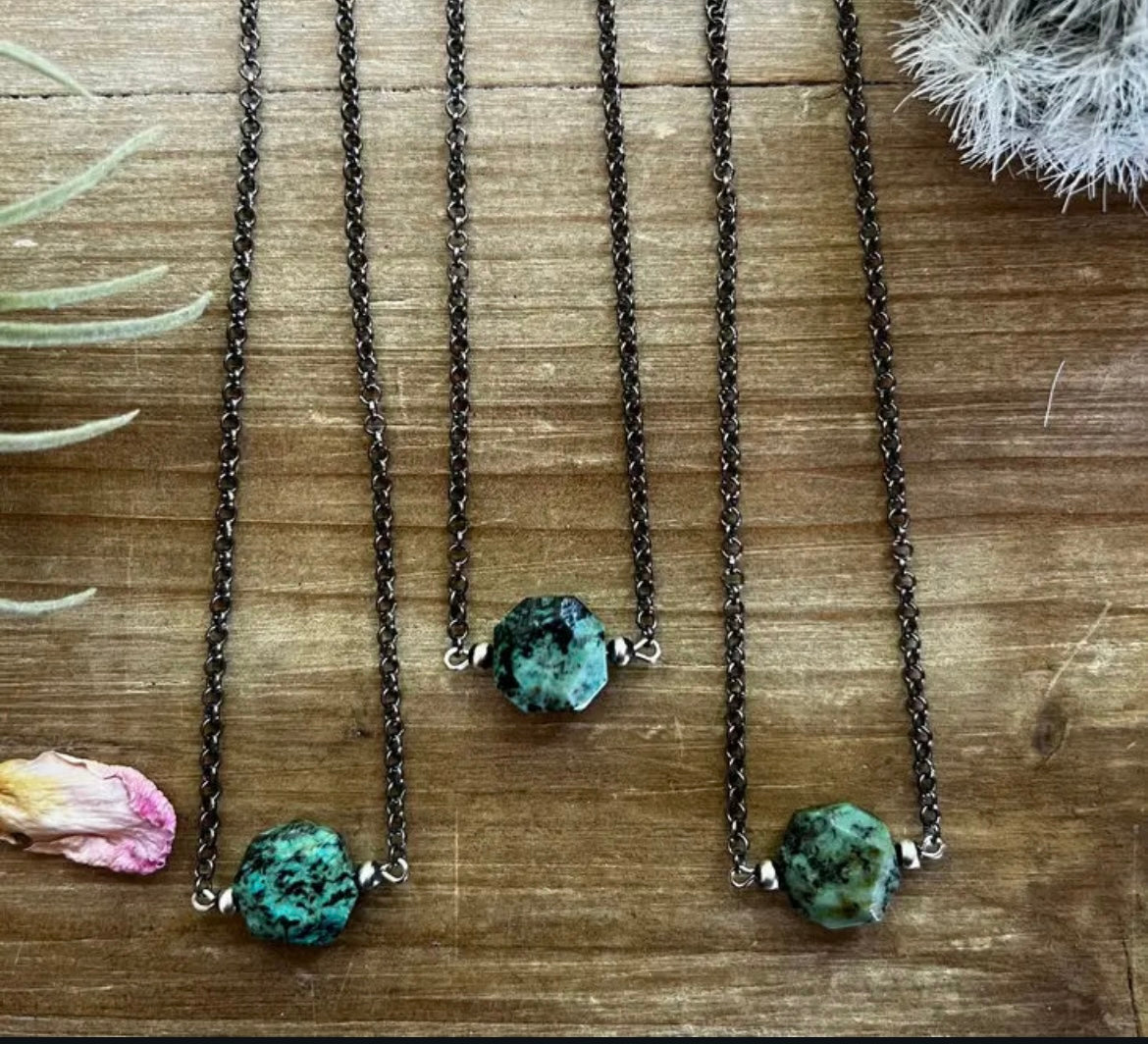 African Turquoise Chain Choker