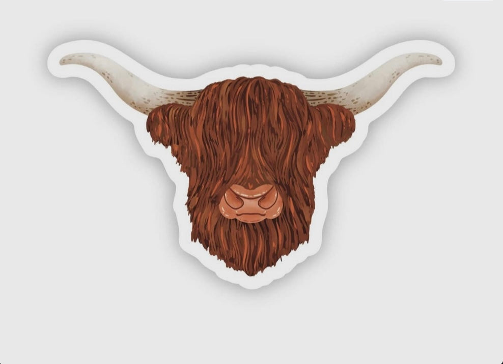 Highland cow head sticker