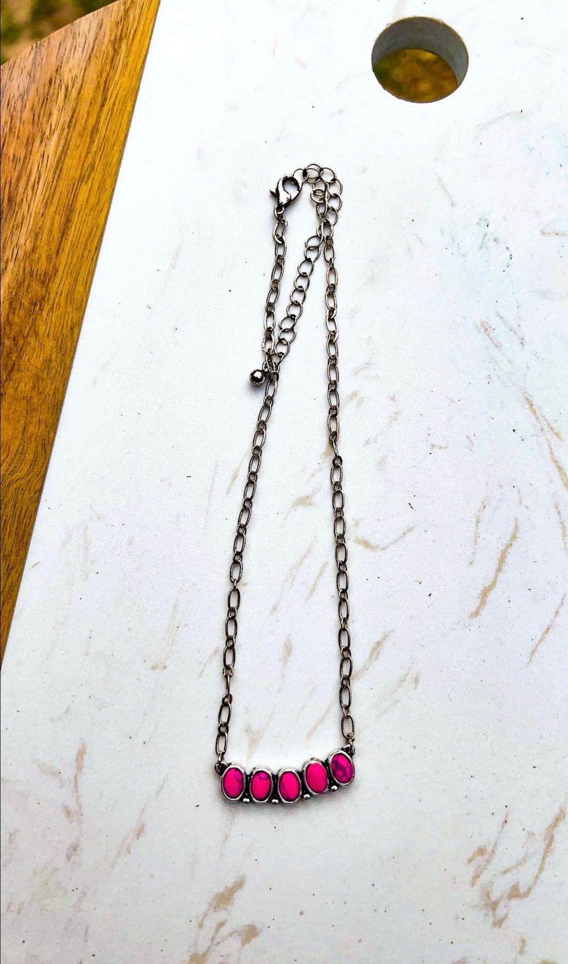 Pink Stone Pendant Choker
