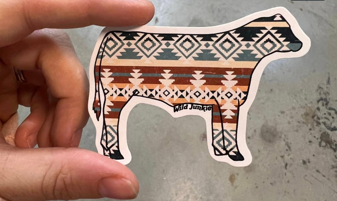 Aztec Cow Western Sticker
