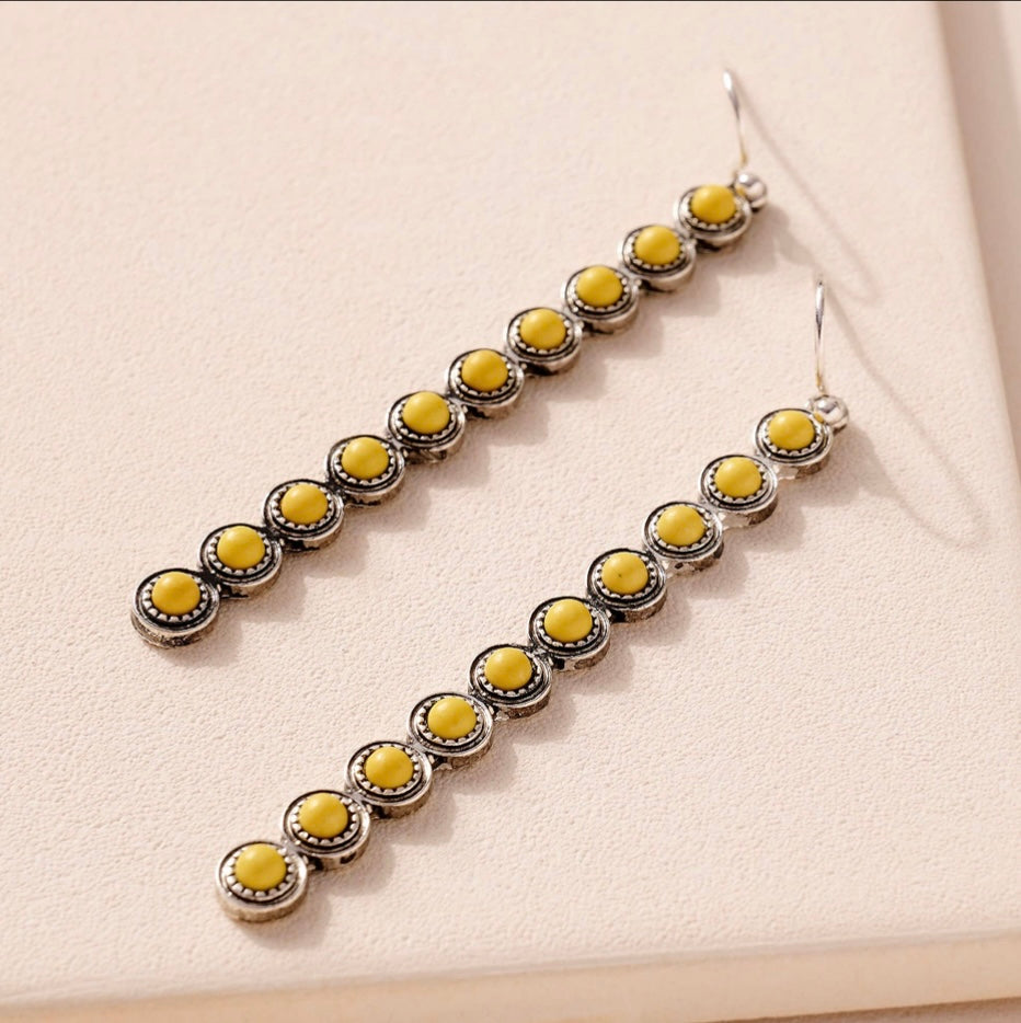 Metal Bar Stone Earrings