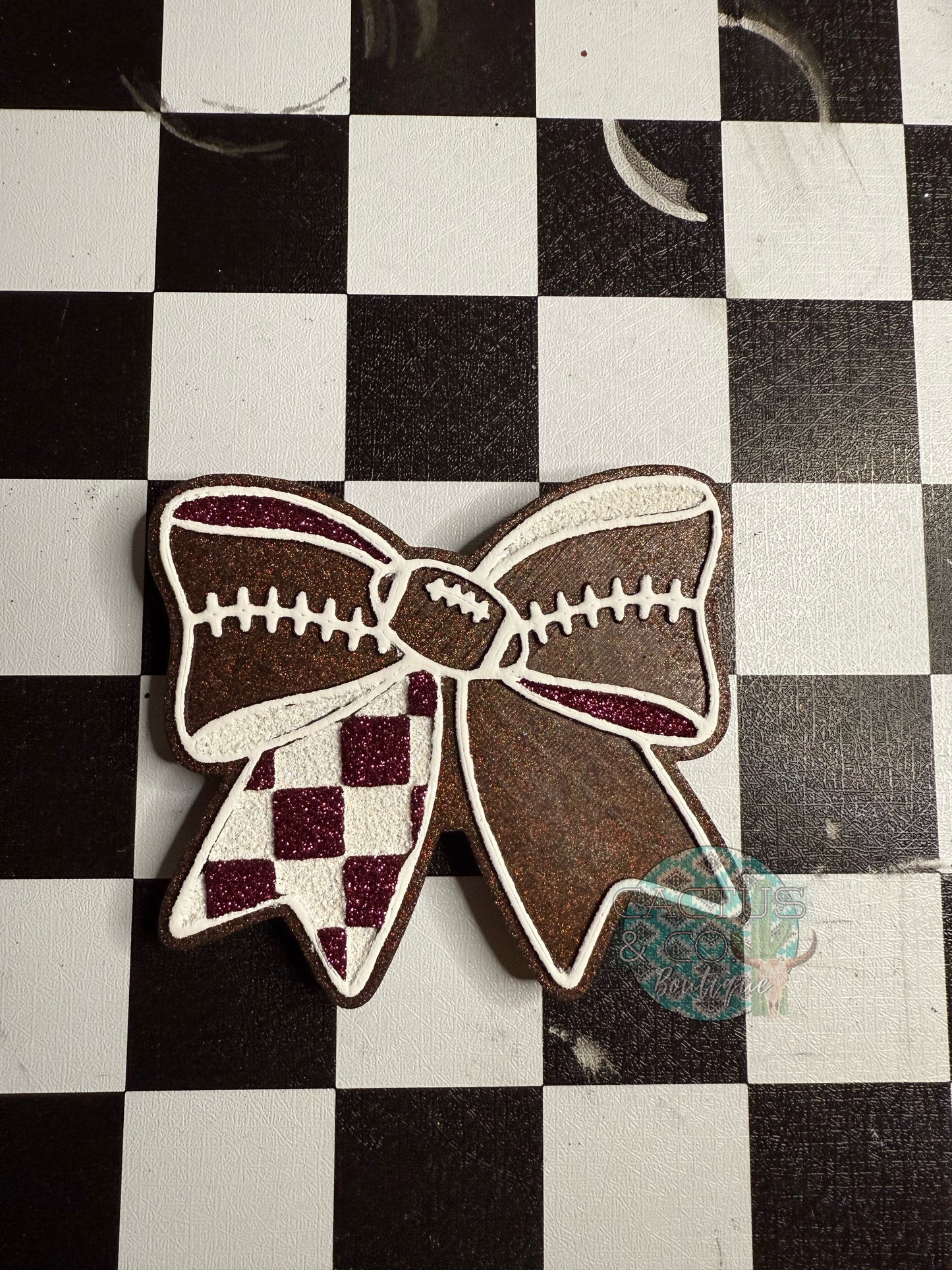 Checkered Football Bow