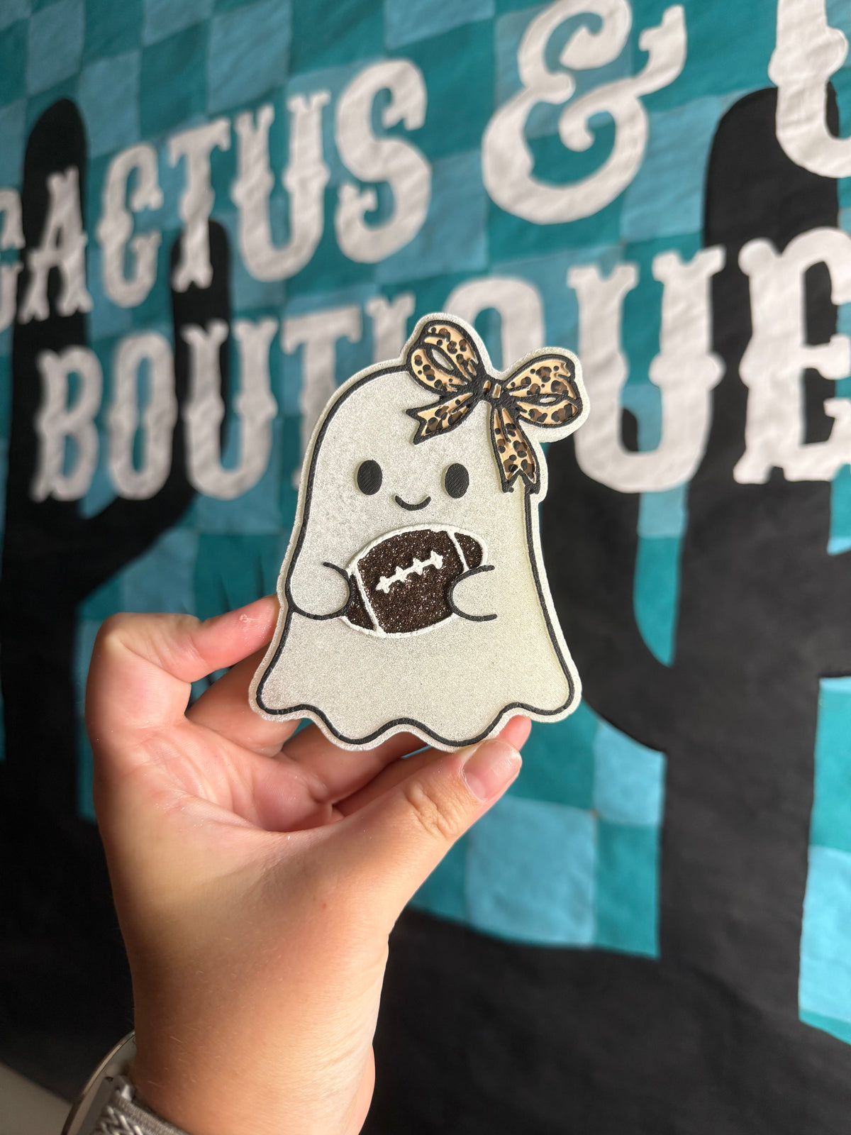 Ghost with Football and Bow Freshie