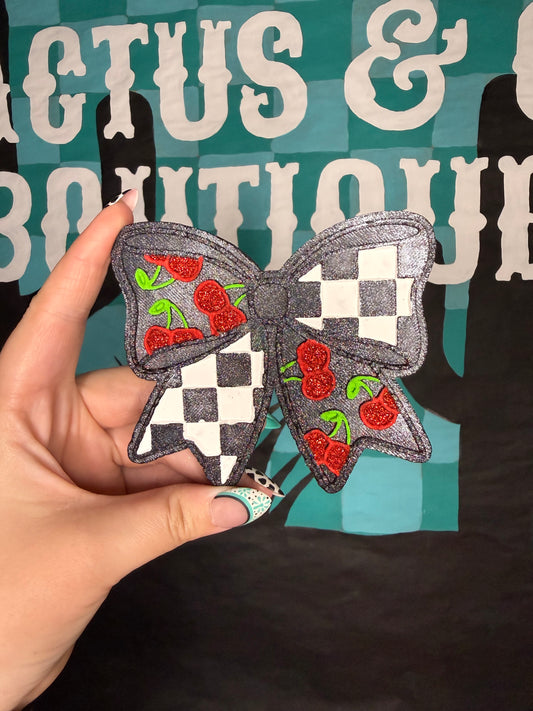 Checkered Cherry Bow