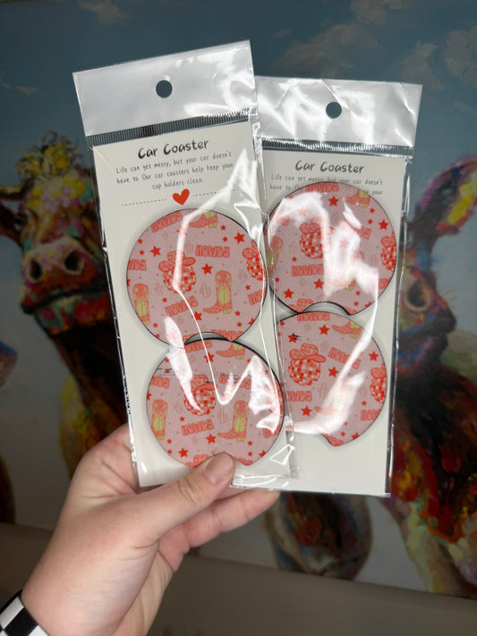 Pink Western Coasters