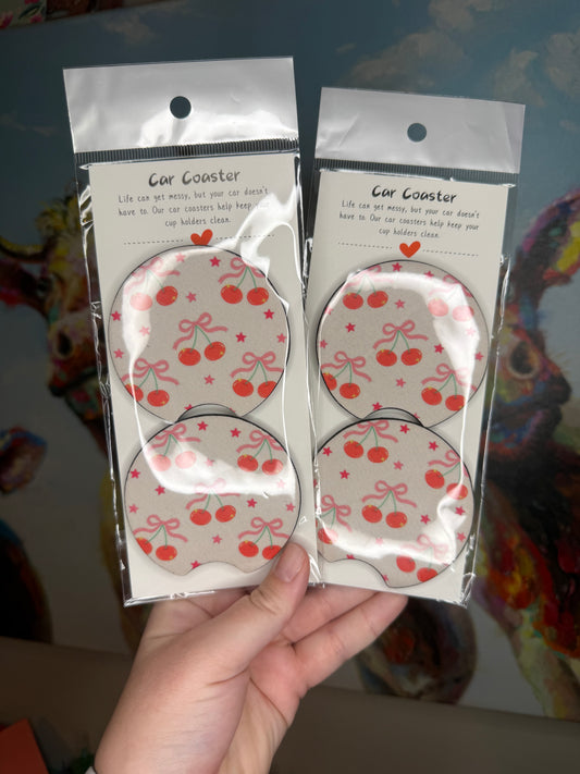 Cherries Car Coasters