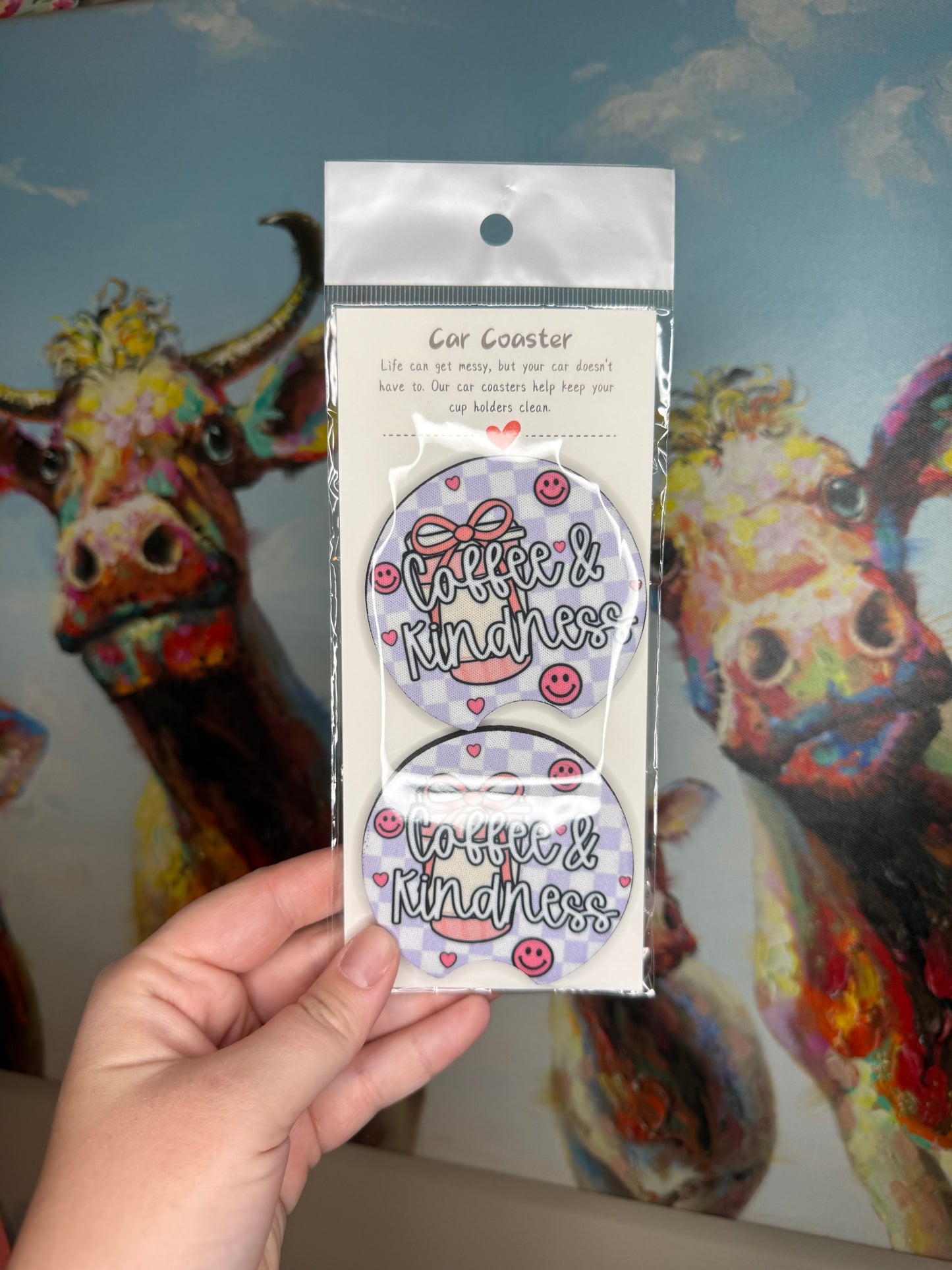 Coffee & Kindness Car Coasters