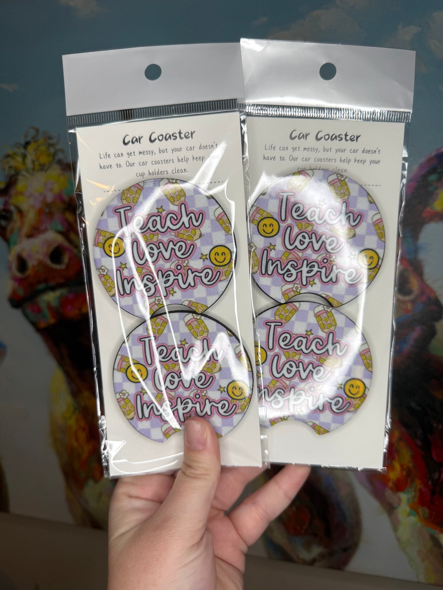 Teach Love Inspire Car Coasters