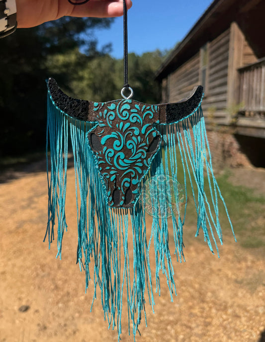 Tooled Leather Bull Skull