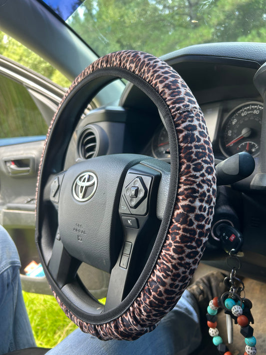 Leopard print steering wheel cover