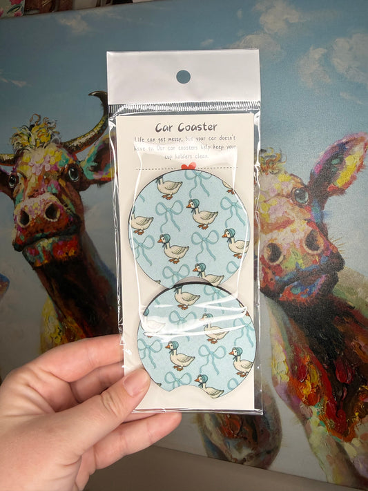 Goose and Bow Car Coasters