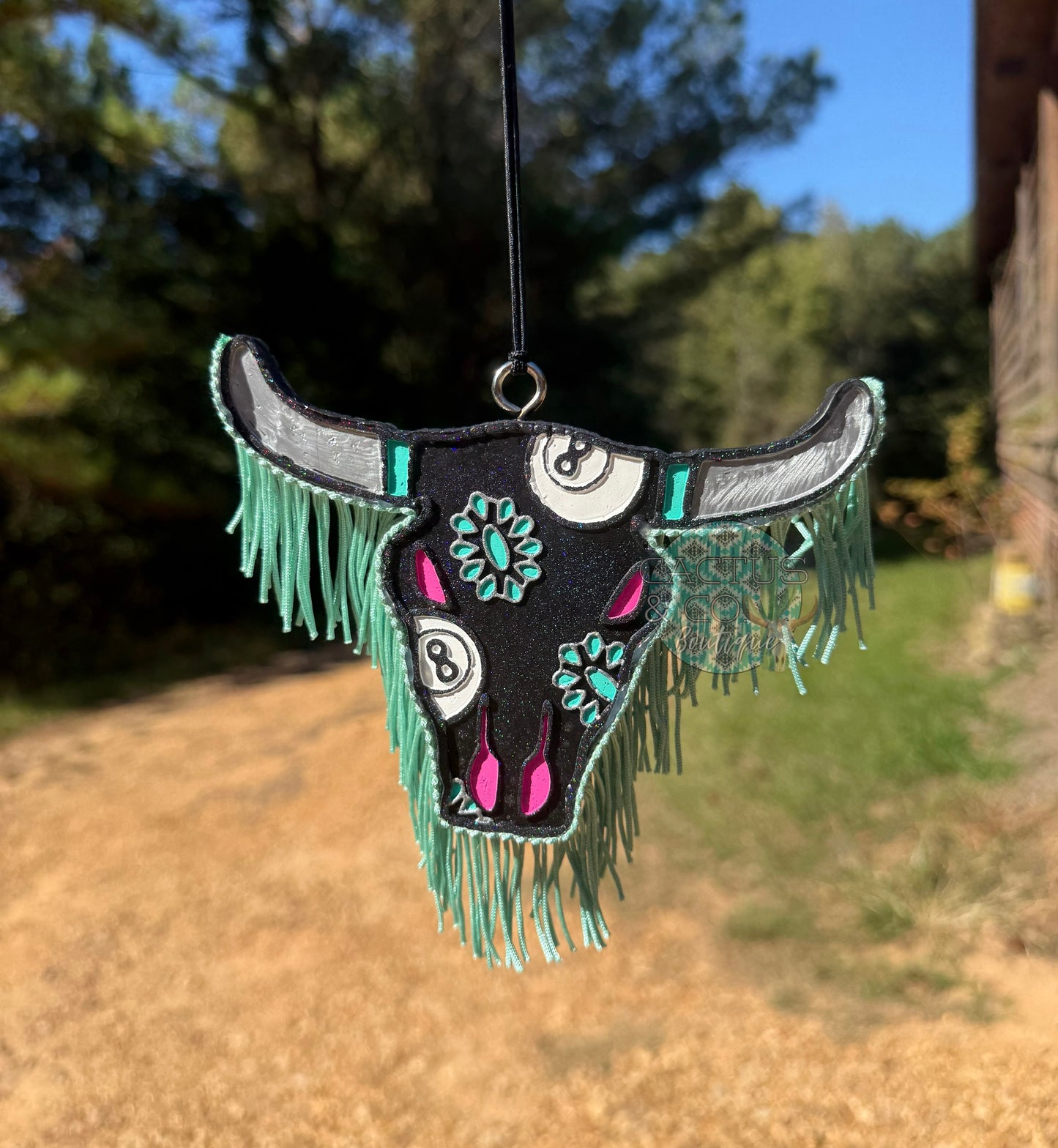 8 Ball & Conchos Bull Skull