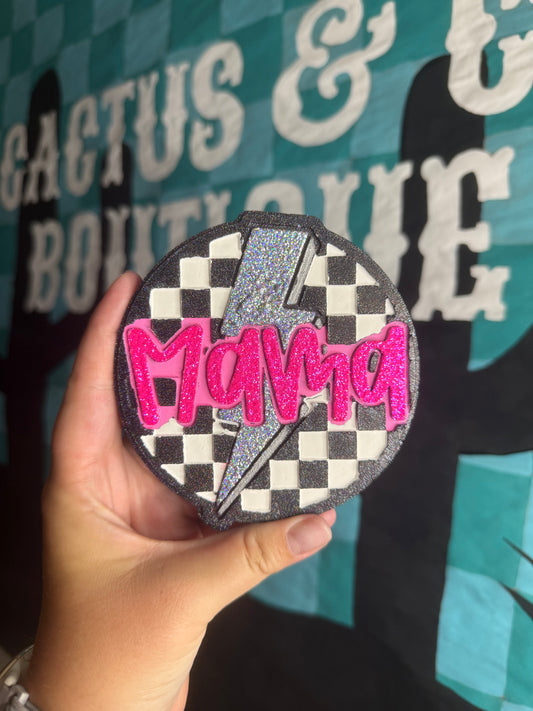 Checkered Lightning Bolt Mama Freshie