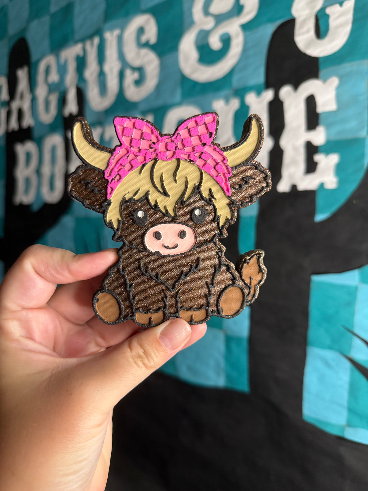 Cow with Checker Headband Freshie