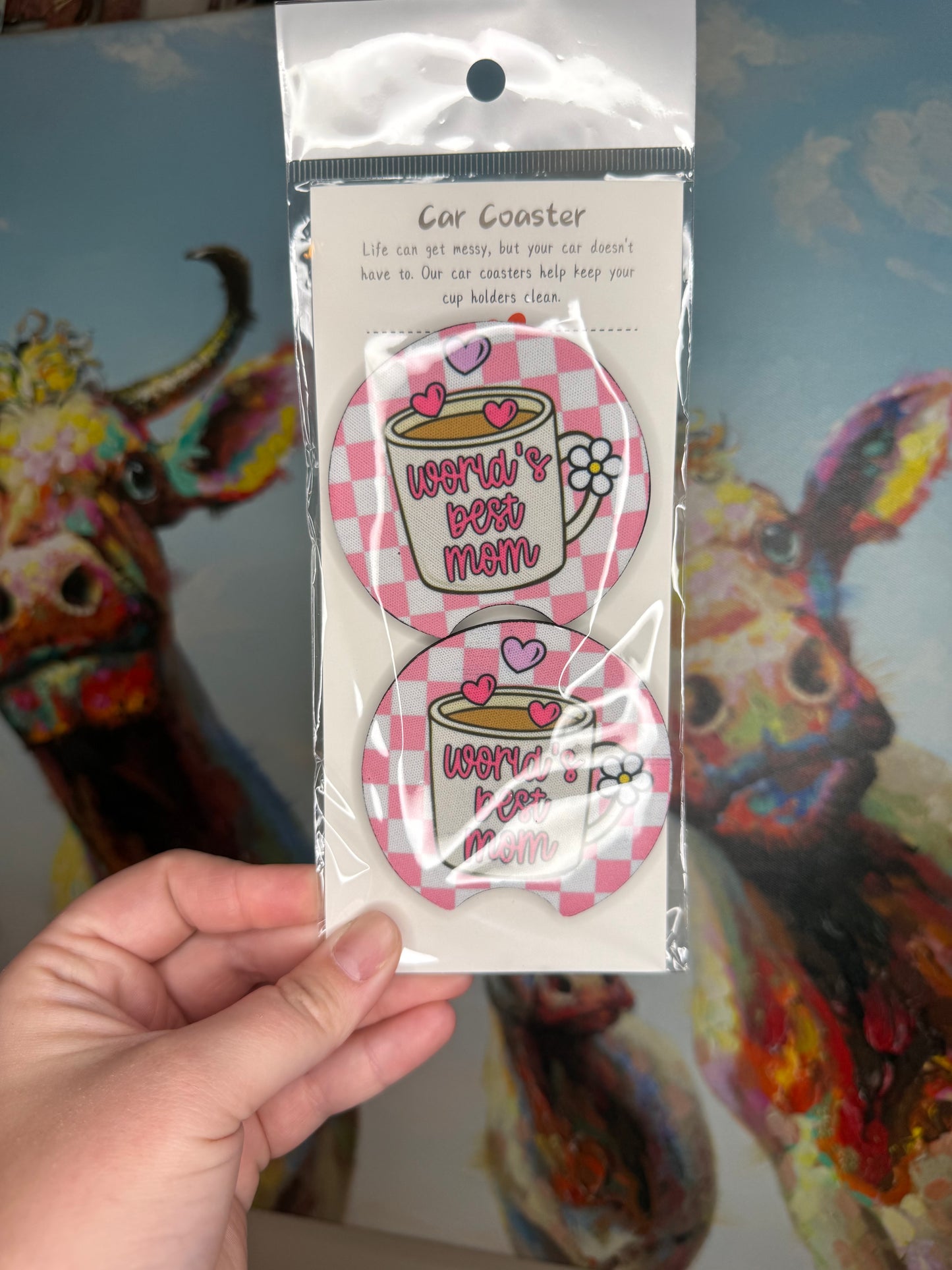 Worlds Best Mom Car Coasters