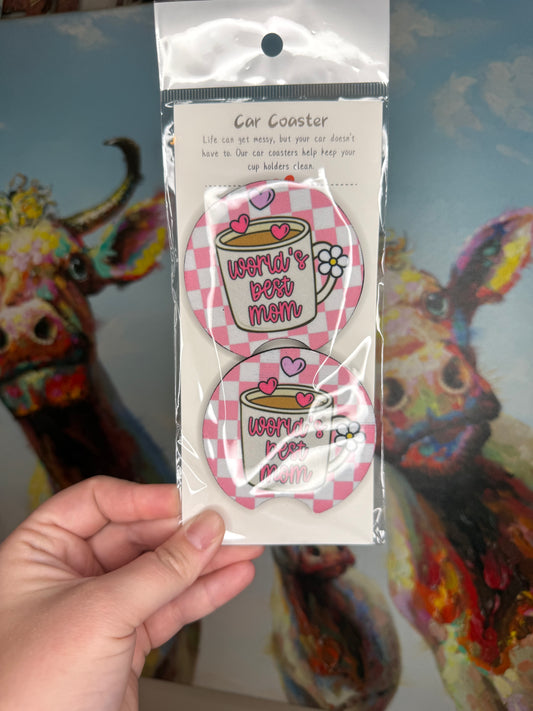 Worlds Best Mom Car Coasters
