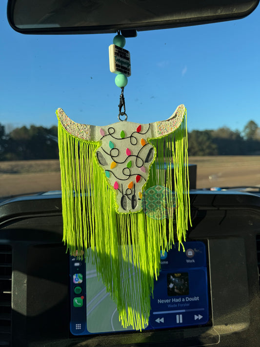 Christmas Lights Bull Skull