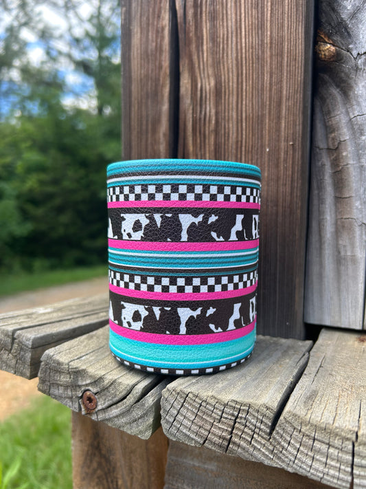 Makeup brush/ pencil holder- cowprint