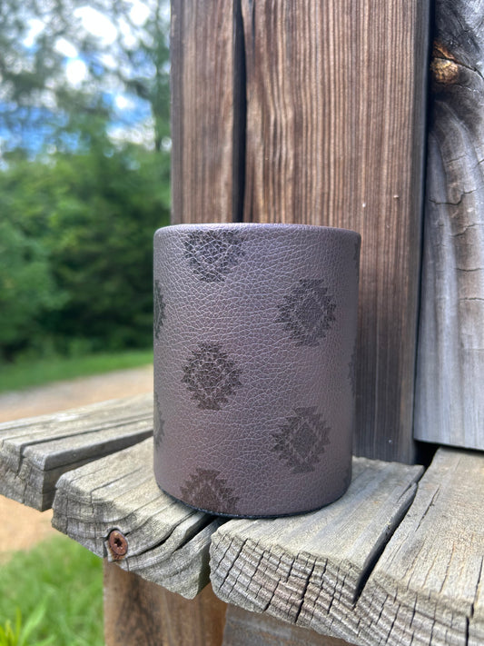 Makeup brush/ pencil holder- brown aztec