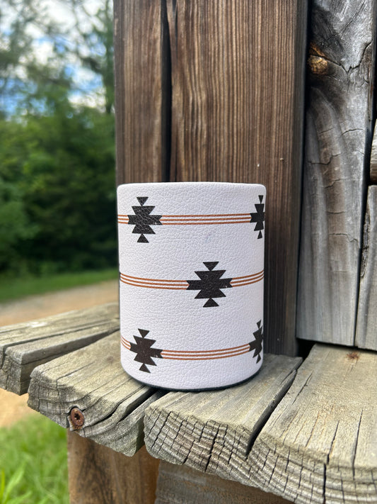 Makeup brush/ pencil holder- cream aztec